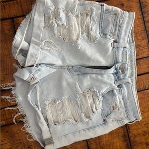 American Age Light Wash Ripped Jean Shorts